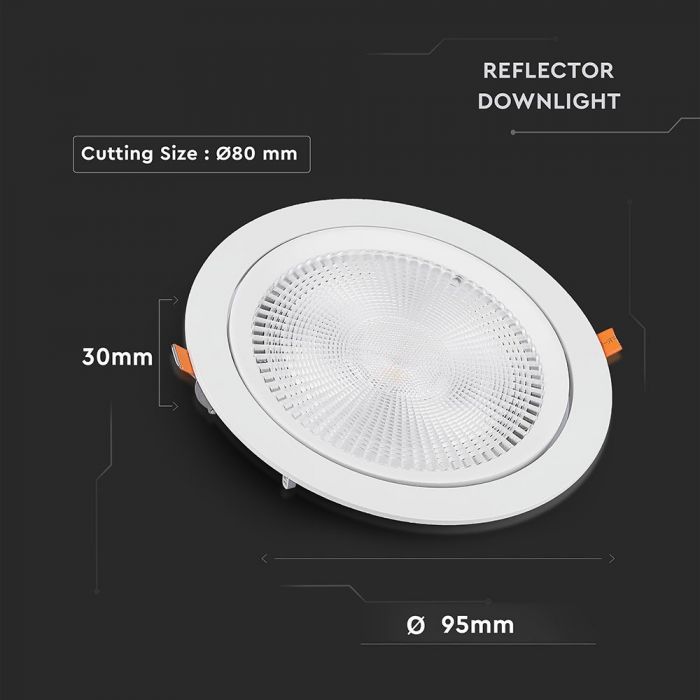 LED COB DOWNLIGHT 10W CW 900lm 120° 95X30 (80) MOVABLE SAMSUNG CHIP