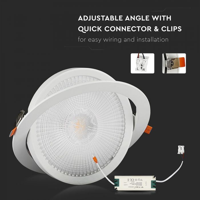 LED COB DOWNLIGHT 10W WW 900lm 120° 95X30 (80) MOVABLE SAMSUNG CHIP