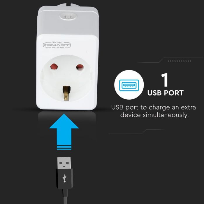 WIFI MINI PLUG WITH USB COMAPATIBLE WITH Amazon Aleza & Google Home 2200W 10A