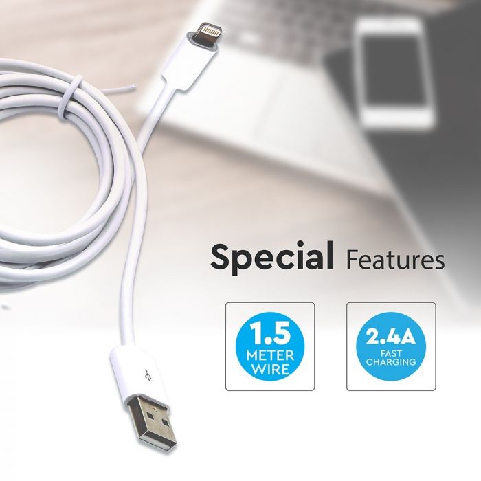 IPHONE MFI CABLE 1.5M WHITE