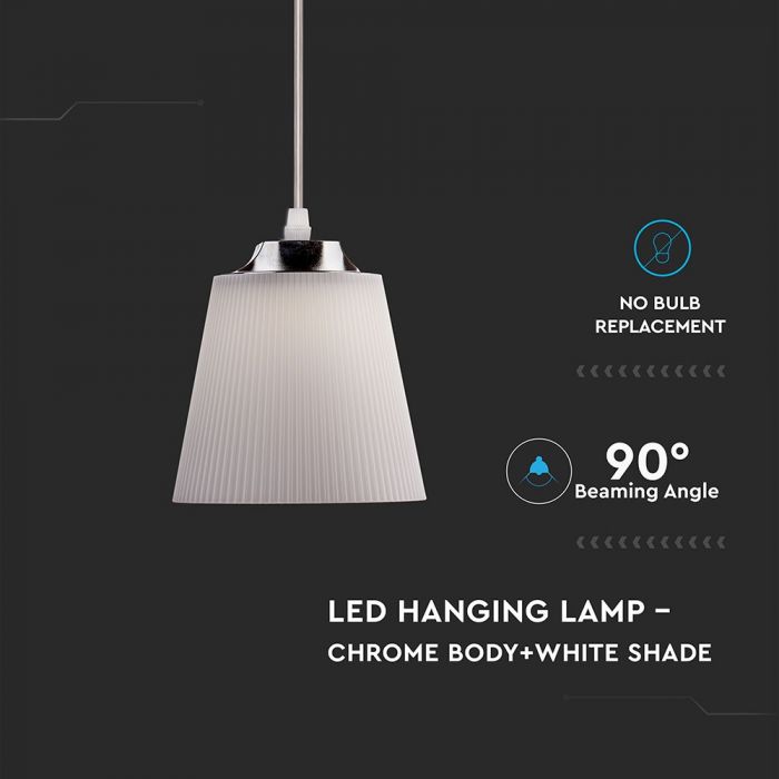 LED PENDANT LAMP WHITE 7W 360lm 90° PC + METAL