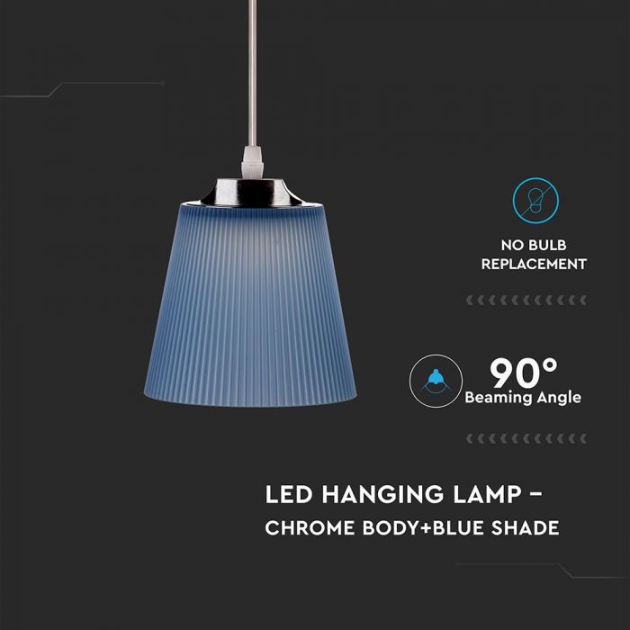 LED PENDANT LAMP BLUE 7W 360lm 90° PC + METAL