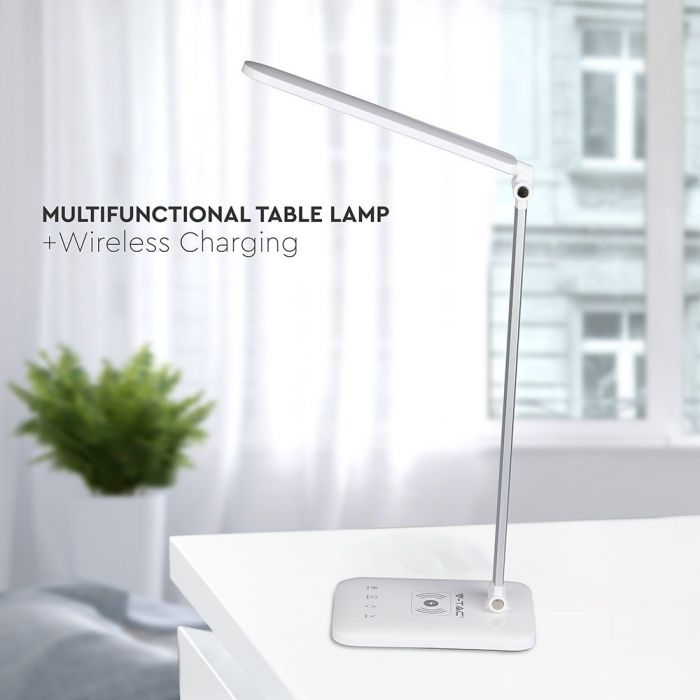 LED TABLE LAMP 7W 3in1 120° 1000lm WHITE WITH WIRELESS CHARGER