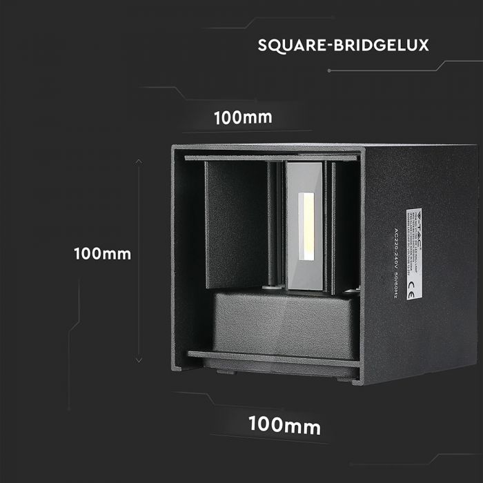 LED WALL LIGHT ALUMINIUM SQUARE 11W DL 1360Lm 120° 10X10X10 BLACK IP65