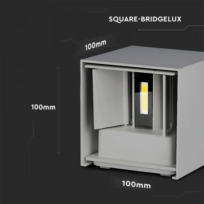 LED WALL LIGHT ALUMINIUM SQUARE 11W DL 1360lm 120° 10X10X10 GREY IP65