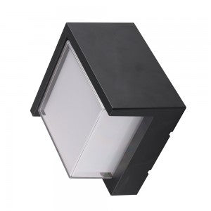 LED WALL LIGHT SQUARE 12W WW 1160lm 120° 160X100 PC BLACK IP65