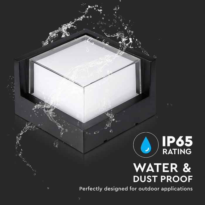 LED WALL LIGHT SQUARE 12W WW 1160lm 120° 160X100 PC BLACK IP65