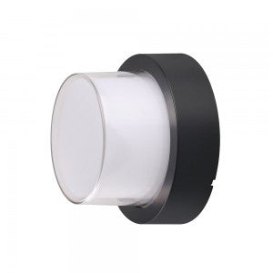 LED WALL LIGHT ROUND 12W DL 1200lm 128° 169X100 PC BLACK IP65