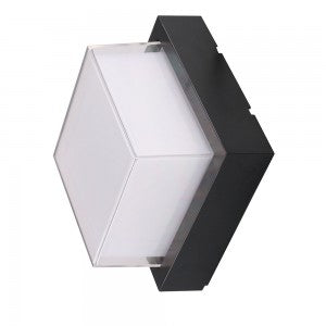 LED WALL LIGHT SQUARE 12W WW 1200lm 150° 160X100 PC BLACK IP65