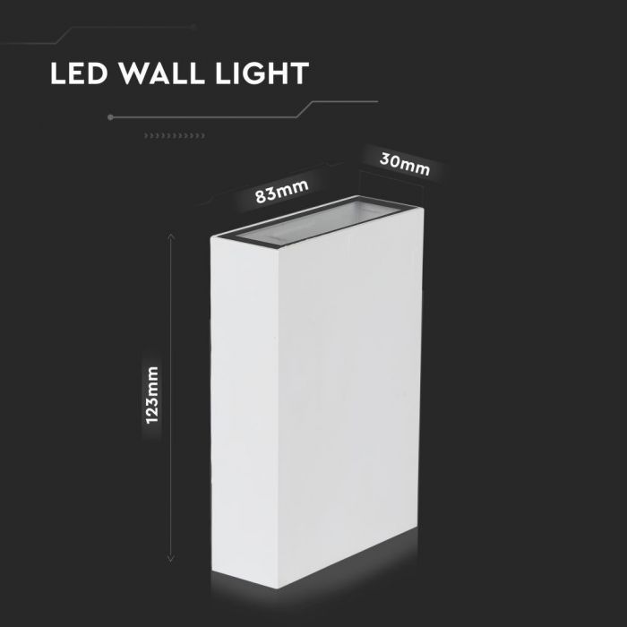 LED WALL LIGHT RECTANGLE 4W WW 150lm 41° 83X123X30 WHITE IP65