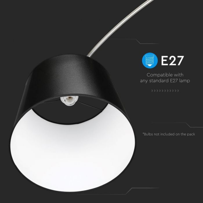 LED E27 FLOOR LAMP WITH MARPLE BASE 192X196 BLACK