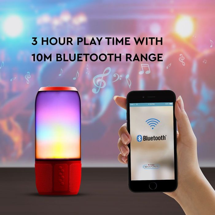 LED LIGHT BLUETOOTH SPEAKER RGB 2*3W WITH USB & TF CARD SLOT RED