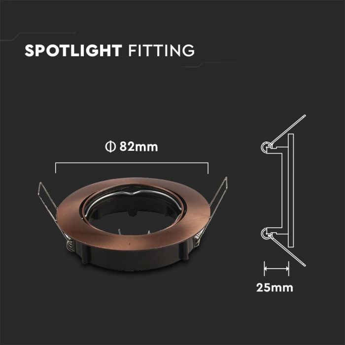 LED BRACKET GU10 ROUND ZINC ALLOY MovableBRONZE 82X25 (74)