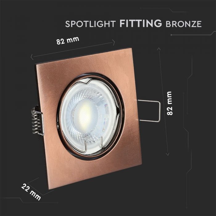 LED BRACKET GU10 SQUARE ZINC ALLOY Movable BRONZE 82X22 (74)