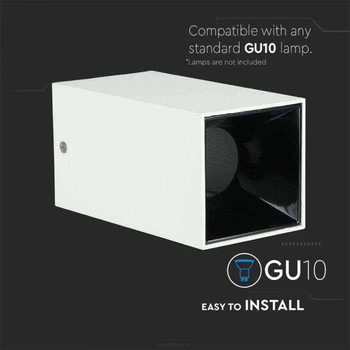 LED SURFACE GU10 FITTING ALUMINIUM SQUARE 74X74X140 WHITE+BLACK