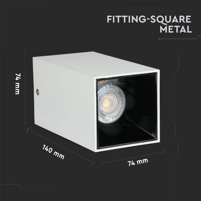 LED SURFACE GU10 FITTING ALUMINIUM SQUARE 74X74X140 WHITE+BLACK