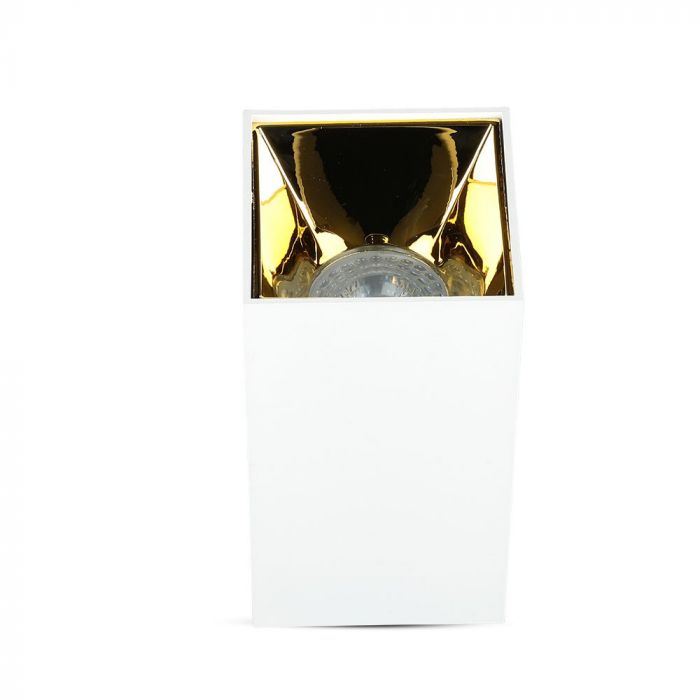 LED SURFACE GU10 FITTING ALUMINIUM SQUARE 74X74X140 WHITE+GOLD