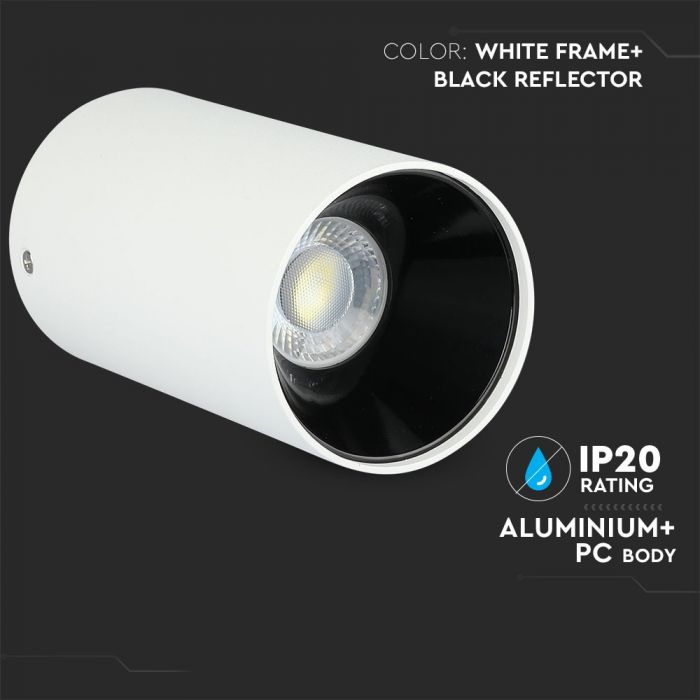 LED SURFACE GU10 FITTING ALUMINIUM ROUND 80X140 WHITE+BLACK