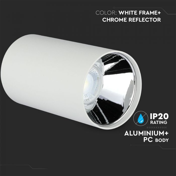 LED SURFACE GU10 FITTING ALUMINIUM ROUND 80X140 WHITE+CHROME