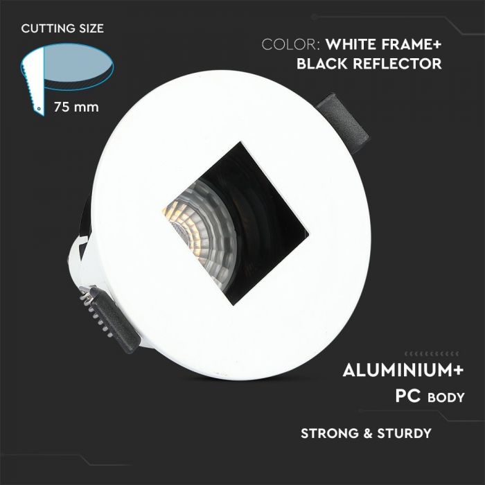 LED BRACKET GU10 SQUARE WHITE/BLACK ALUMINIUM+PC 83X41 (75)