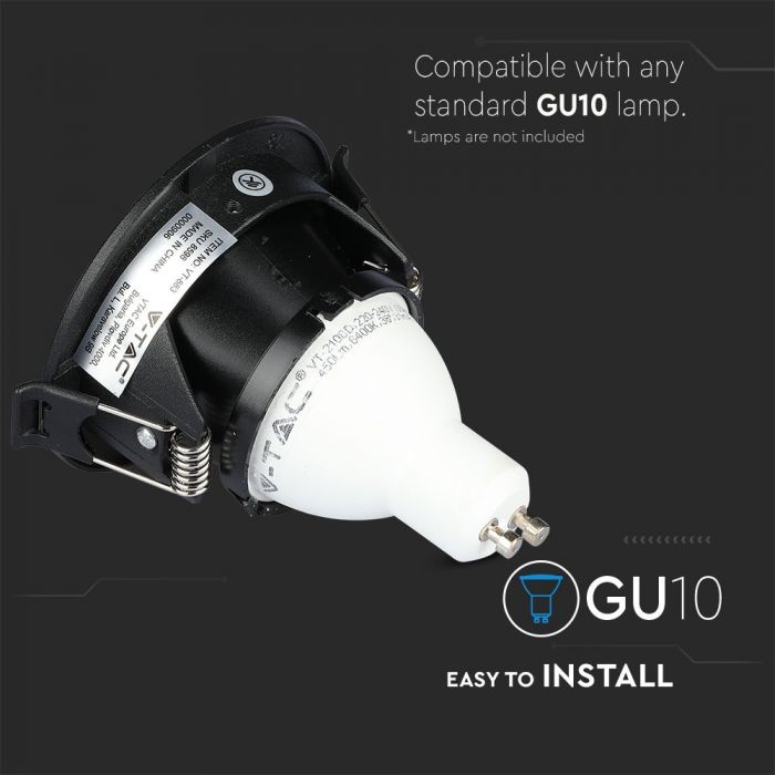 LED BRACKET GU10 SQUARE BLACK/BLACK ALUMINIUM+PC 83X41 (75)