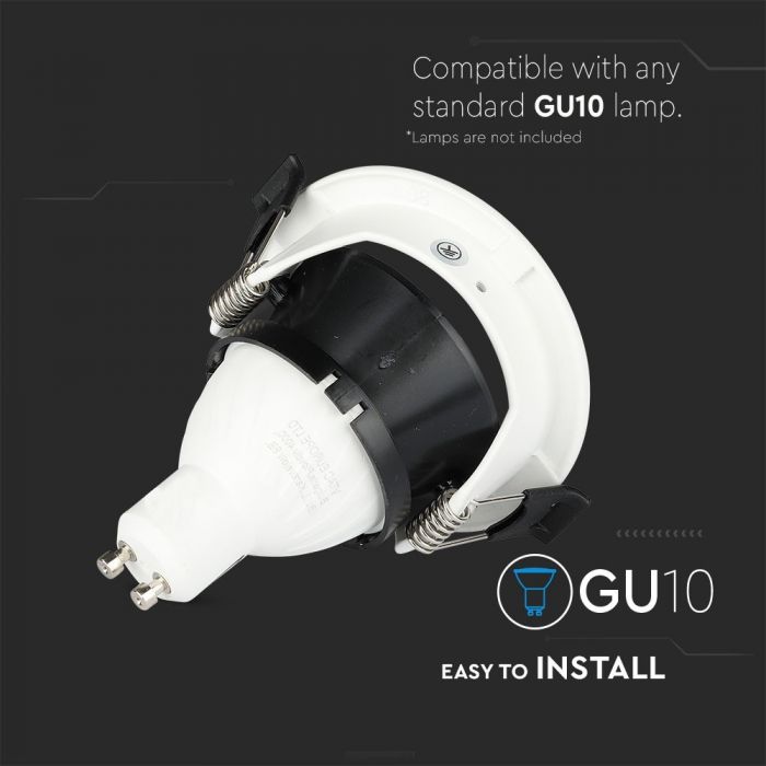 LED BRACKET GU10 HALF CIRCLE WHITE/BLACK ALUMINIUM+PC 83X41 (75)