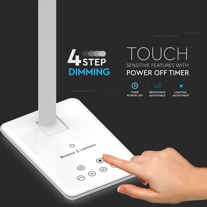 LED TABLE LAMP WITH WIRELESS CHARGER 12.5W 630lm 3IN1 440X120X40 WHITE