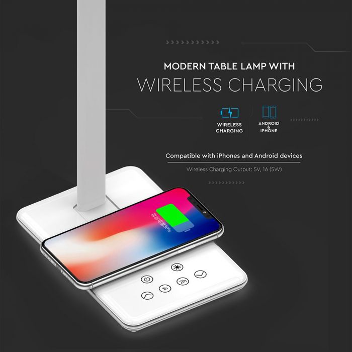 LED TABLE LAMP WITH WIRELESS CHARGER 12.5W 630lm 3IN1 440X120X40 WHITE