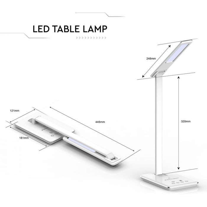 LED TABLE LAMP WITH WIRELESS CHARGER 12.5W 630lm 3IN1 440X120X40 WHITE