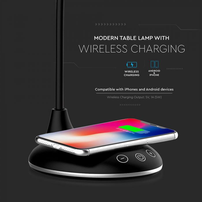 LED TABLE LAMP WITH WIRELESS CHARGER 9W 405lm 3in1 142x124x476 BLACK