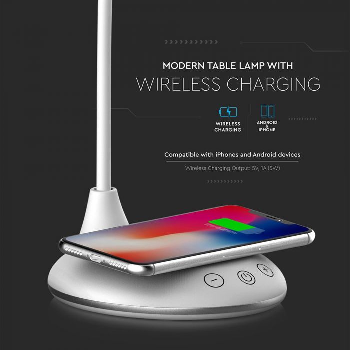 LED TABLE LAMP WITH WIRELESS CHARGER 9W 405lm3in1 142x124x476 WHITE