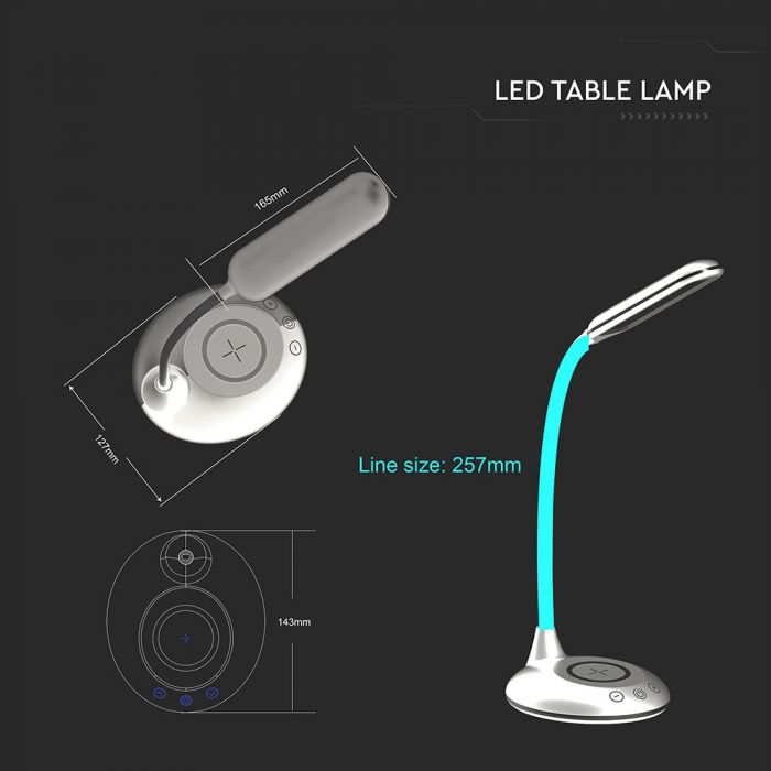 LED TABLE LAMP WITH WIRELESS CHARGER 9W 405lm3in1 142x124x476 WHITE