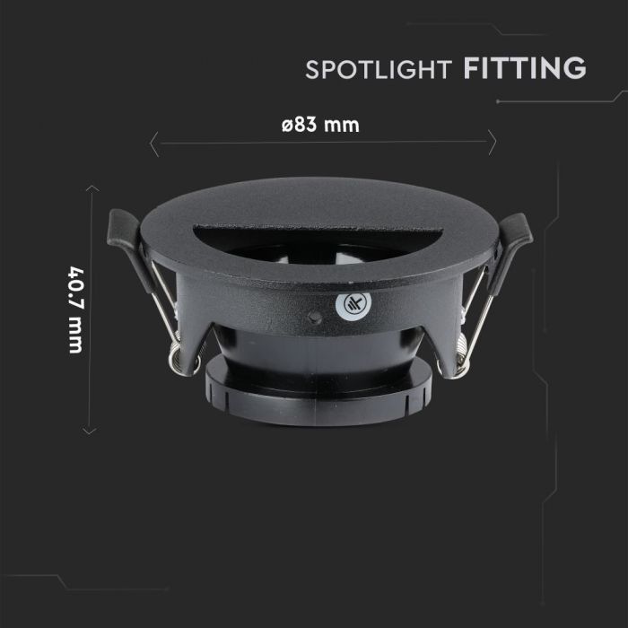 LED BRACKET GU10 HALF CIRCLE BLACK/BLACK ALUMINIUM+PC 83X41 (75)