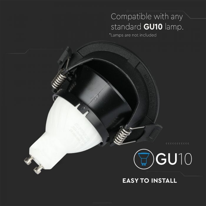 LED BRACKET GU10 HALF CIRCLE BLACK/BLACK ALUMINIUM+PC 83X41 (75)