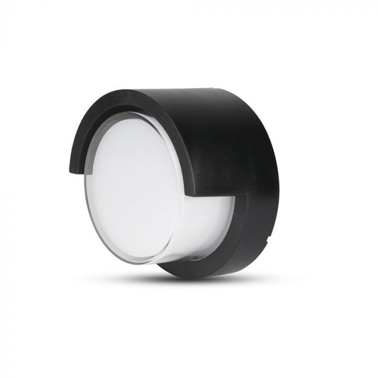 LED WALL LIGHT ROUND WITH CAP COVER 7W WW 610lm 110° 133X67 PC BLACK IP65