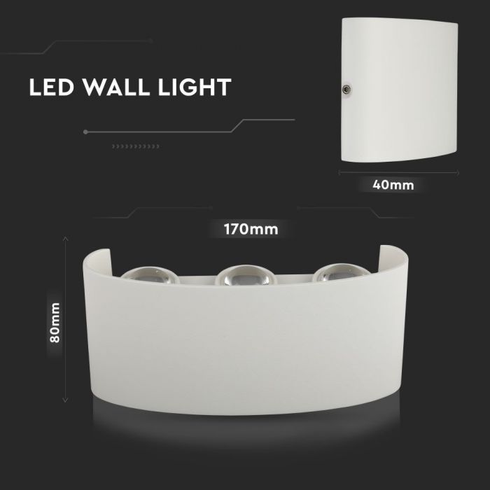 LED WALL LIGHT ALUMINIUM 5W WW 630Lm 150° 170X40X80 SAND WHITE IP65