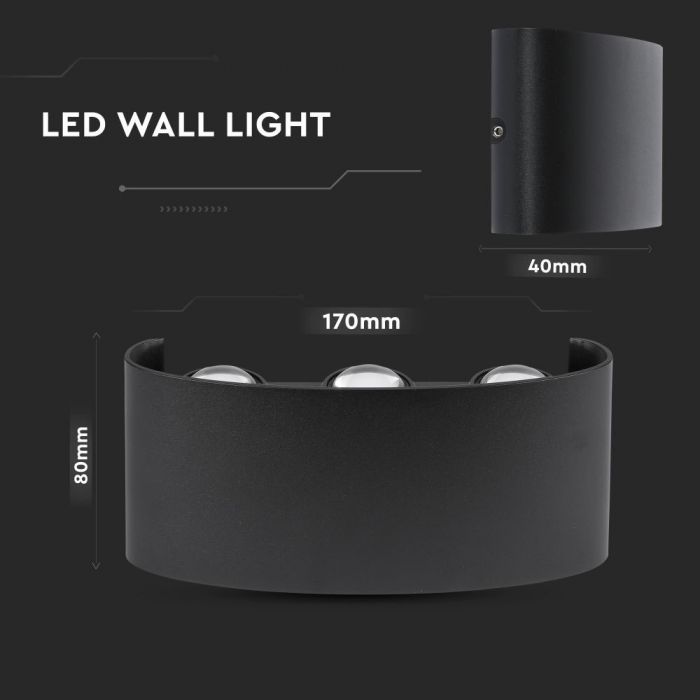 LED WALL LIGHT 5W DL SAND BLACK 170x80x40mm IP65