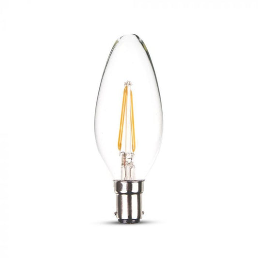 LED B22 FILAMENT LAMP 4W WW 350lm 300° 37X102 CANDLE SAMSUNG CHIP DIMMABLE