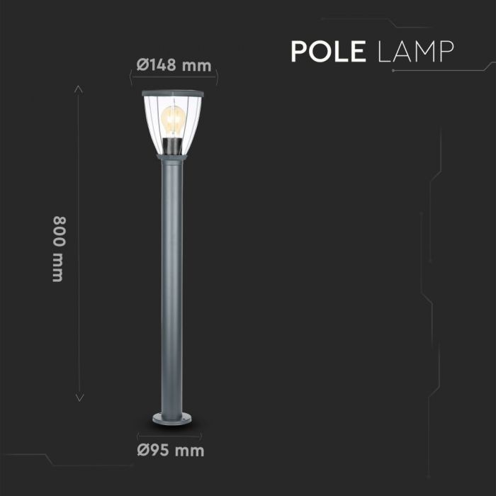 LED BOLLARD E27 LAMP STAINLESS STEEL + PC 148X900 IP44 DARK GREY