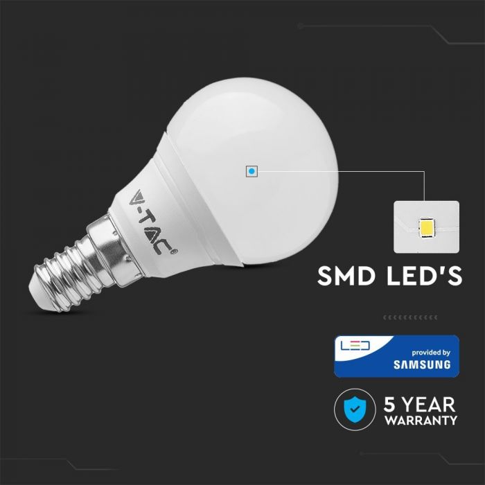 LED E14 LAMP 7W DL 600lm 180° 45X81 GLOBE SAMSUNG CHIP