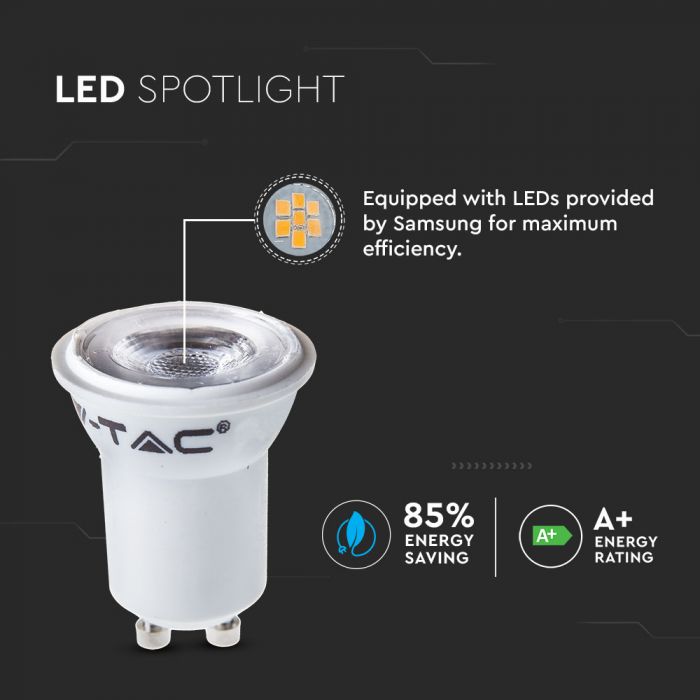 LED GU10 LAMP (MR11) 2W CW 180lm 38° 35X50 SMD PLASTIC