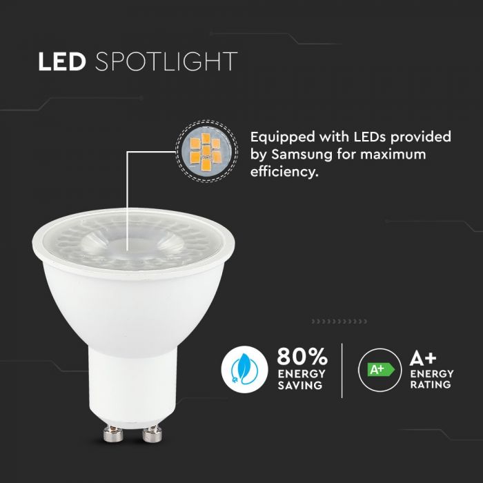 LED GU10 LAMP 7.5W CW 610lm 38° 50X55 WITH SAMSUNG CHIP