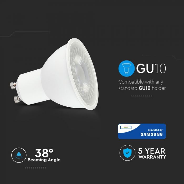 LED GU10 LAMP 7.5W CW 610lm 38° 50X55 WITH SAMSUNG CHIP