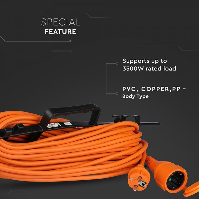 EXTENSION CABLE (3G1.5MMX30M) 1 WAY 16A IP44 ORANGE & BLACK