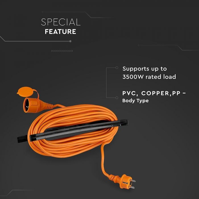 EXTENSION CABLE (3G1.5MMX15M) 1 WAY 16A IP44 ORANGE & BLACK