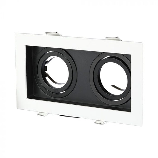 LED BRACKET TWIN 2XGU10 SQUARE Movable WHITE+BLACK 185X100 (175X85)