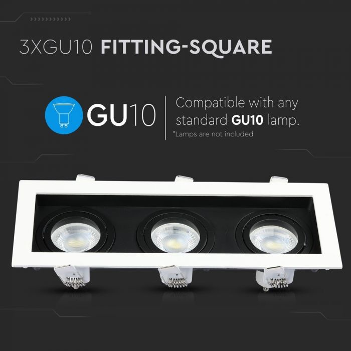 LED BRACKET TWIN 3XGU10 SQUARE Movable WHITE+BLACK 270X100 (256X85)