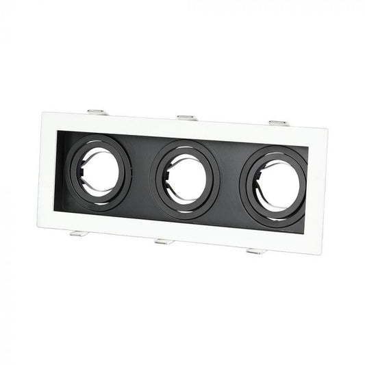 LED BRACKET TWIN 3XGU10 SQUARE Movable WHITE+BLACK 270X100 (256X85)