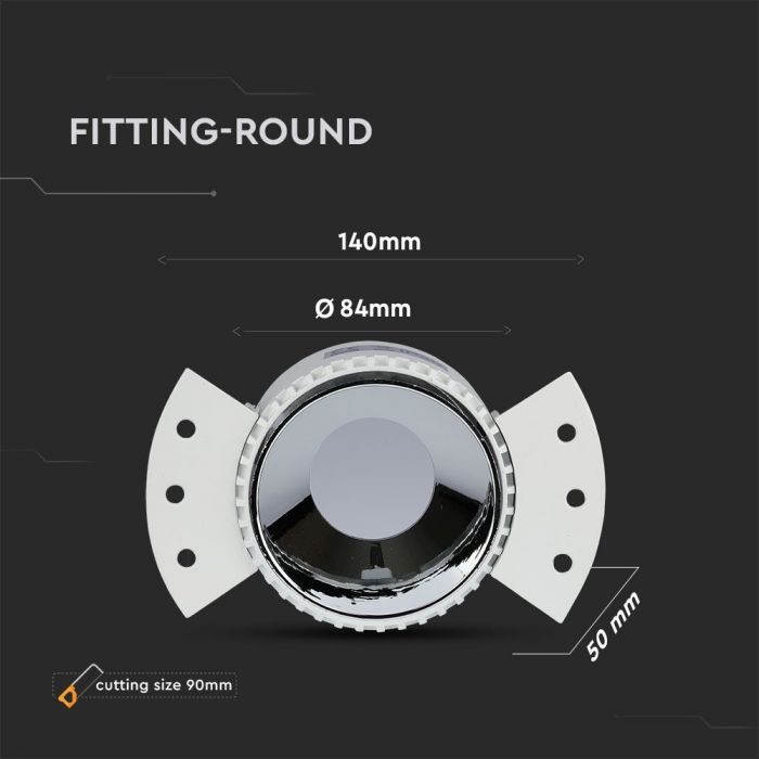 LED BRACKET ROUND WHITE+CHROME REFLECTOR 90(85)