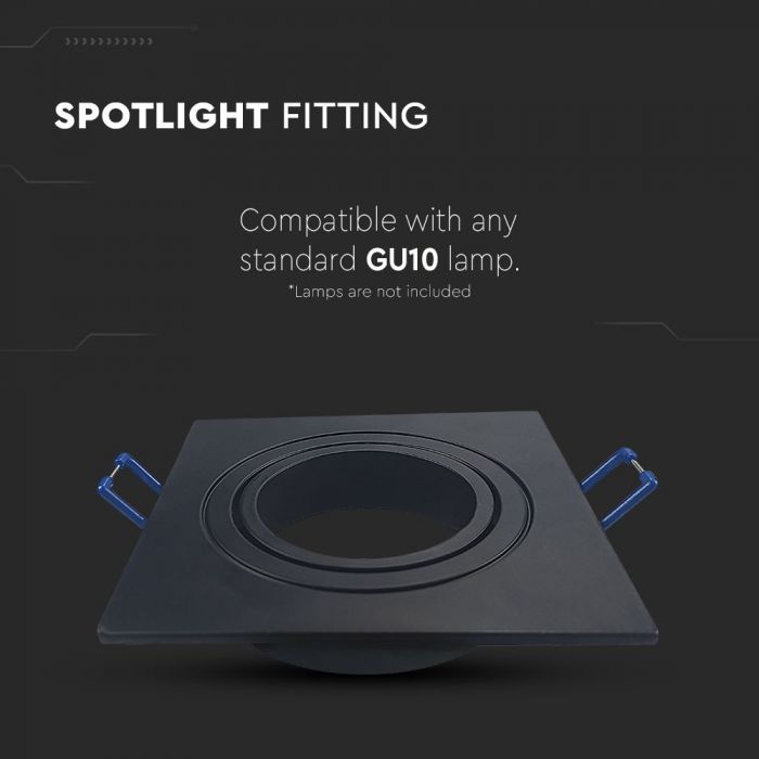 LED BRACKET GU10  FITTING SQUARE BLACK 91X25mm (75mm)